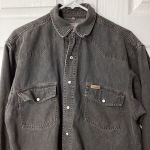 Authentic Wrangler Pearl Snap Shirt Long Sleeve Gray S